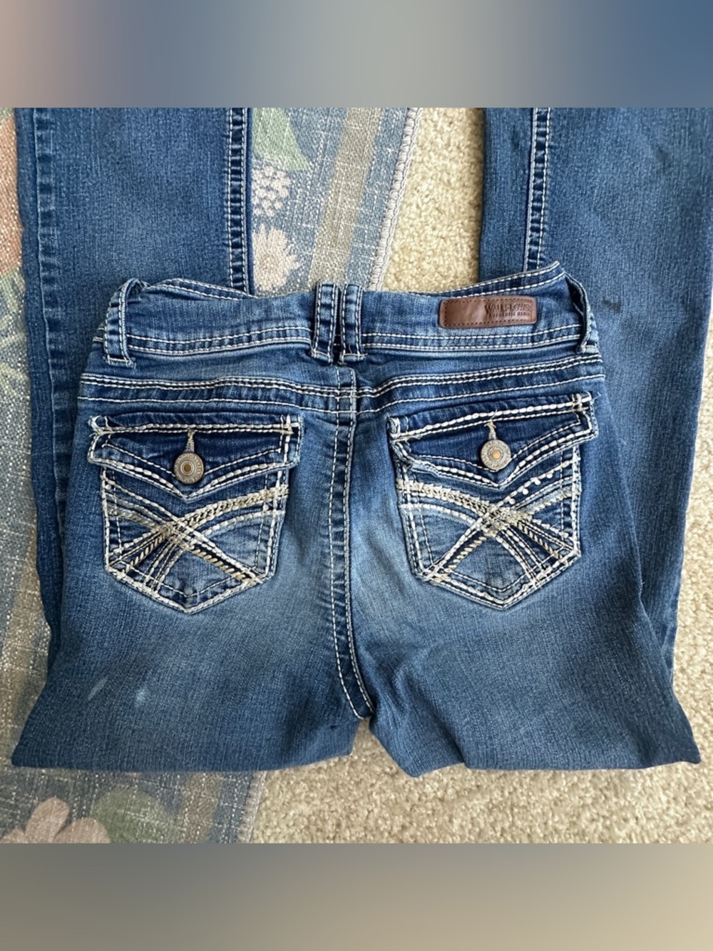 Wallflower Dark Blue Bootcut Jeans with Embroidered Back Pockets